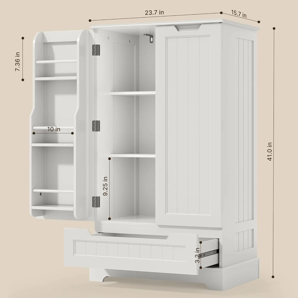 White Kitchen Pantry Storage Cabinet with Door Drawer G1891