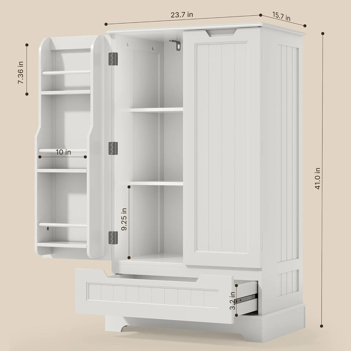 White Kitchen Pantry Storage Cabinet with Door Drawer G1891