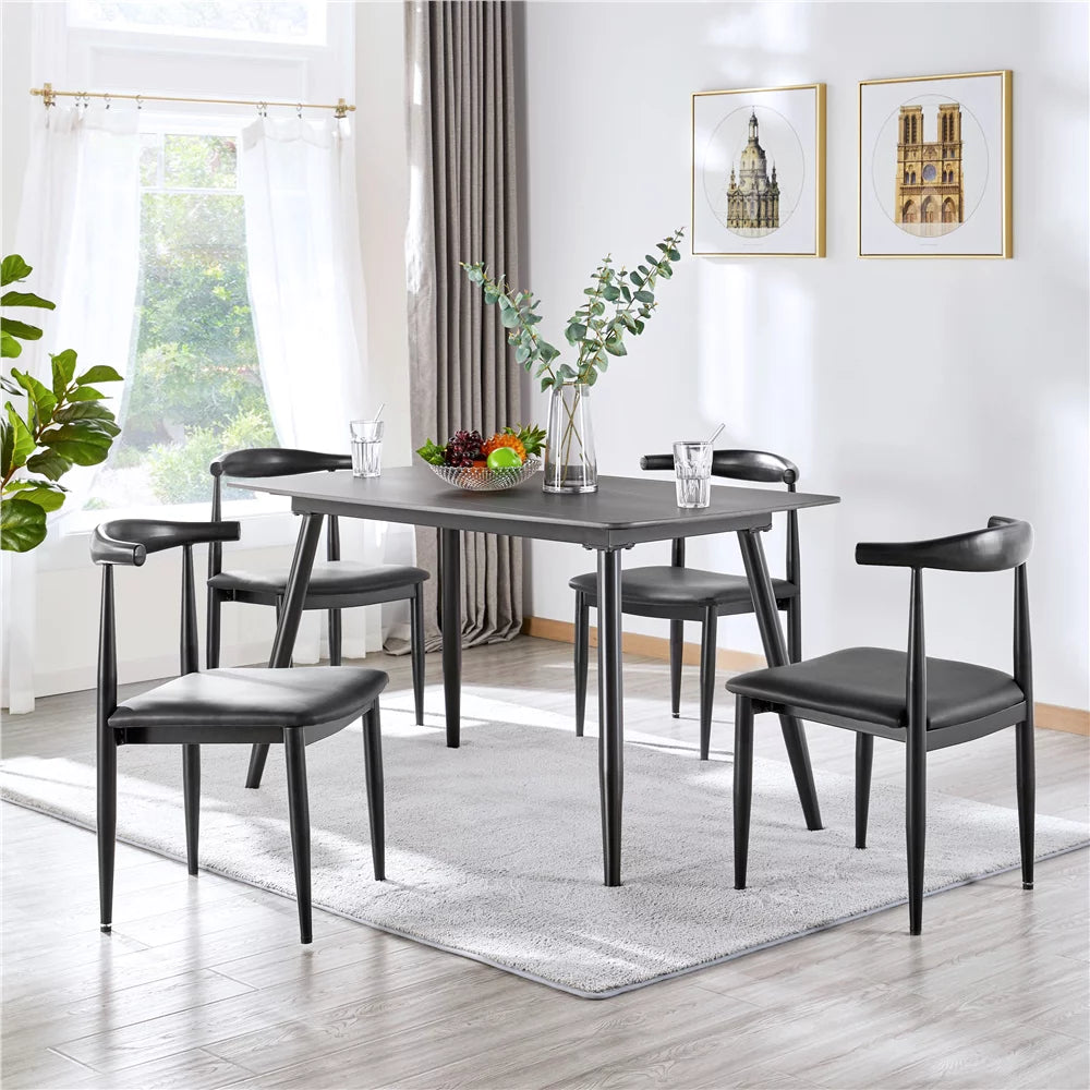 Black Fabric Leather Dining Chairs D62209