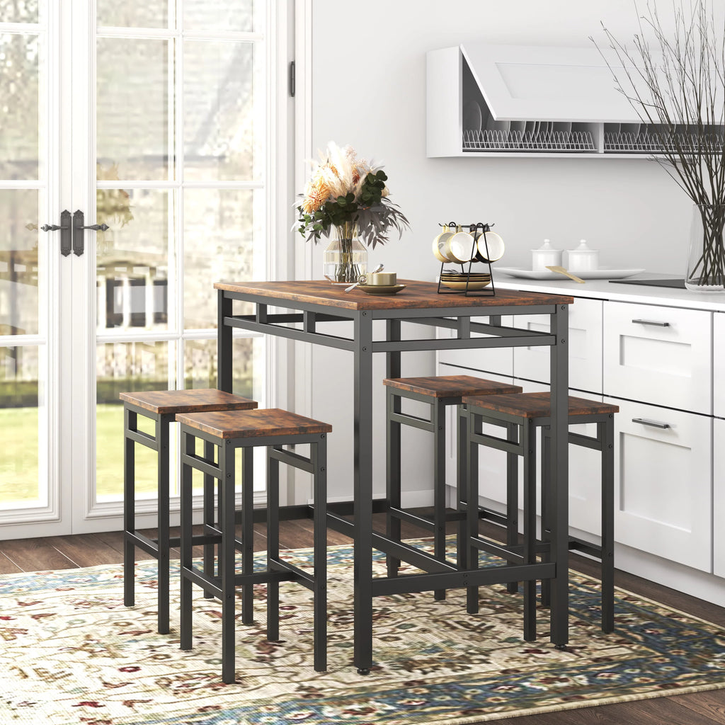 5 Piece Dining Table Set with 4 Stools H382