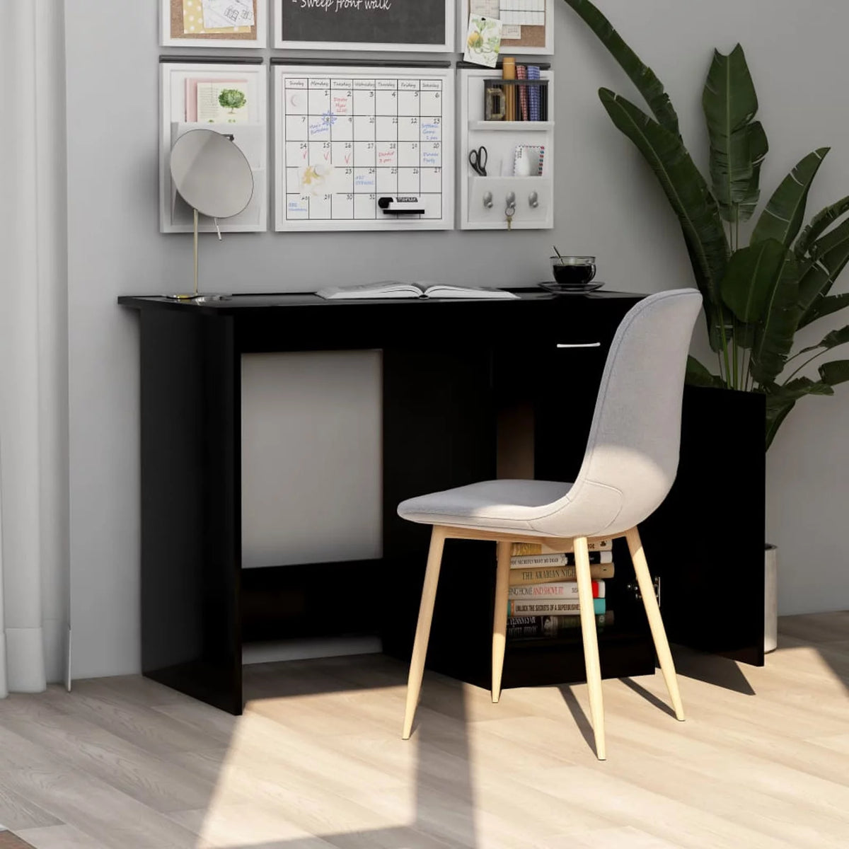 Black Computer Desk with Storage Drawer and Door Cabinet F719109