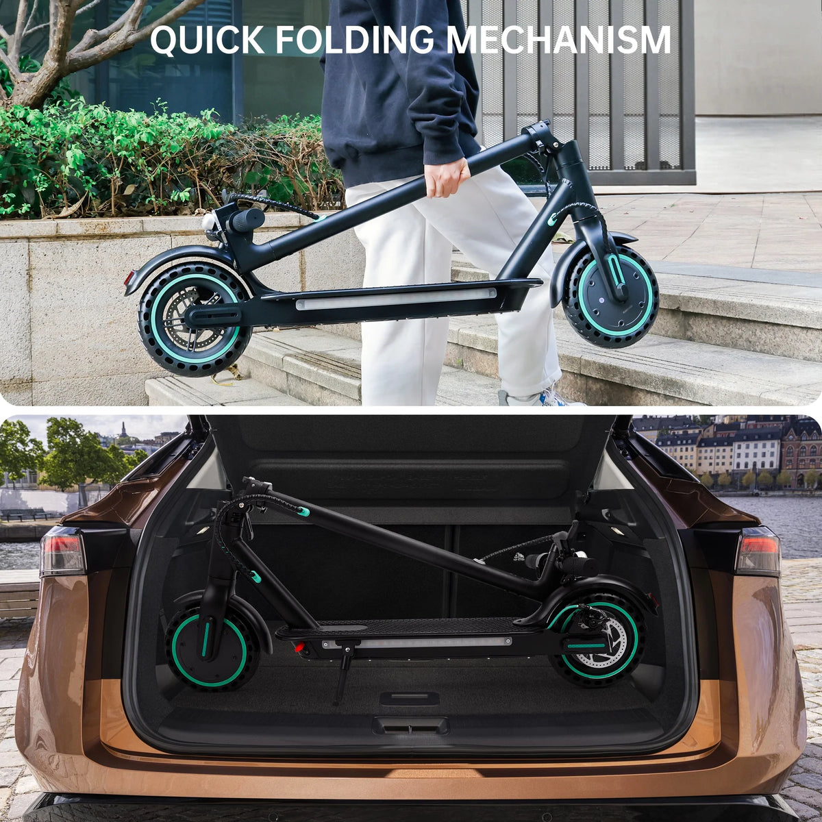 Electric Scooter Adults 350W Motor 8.5" Solid Tires Folding Black V156