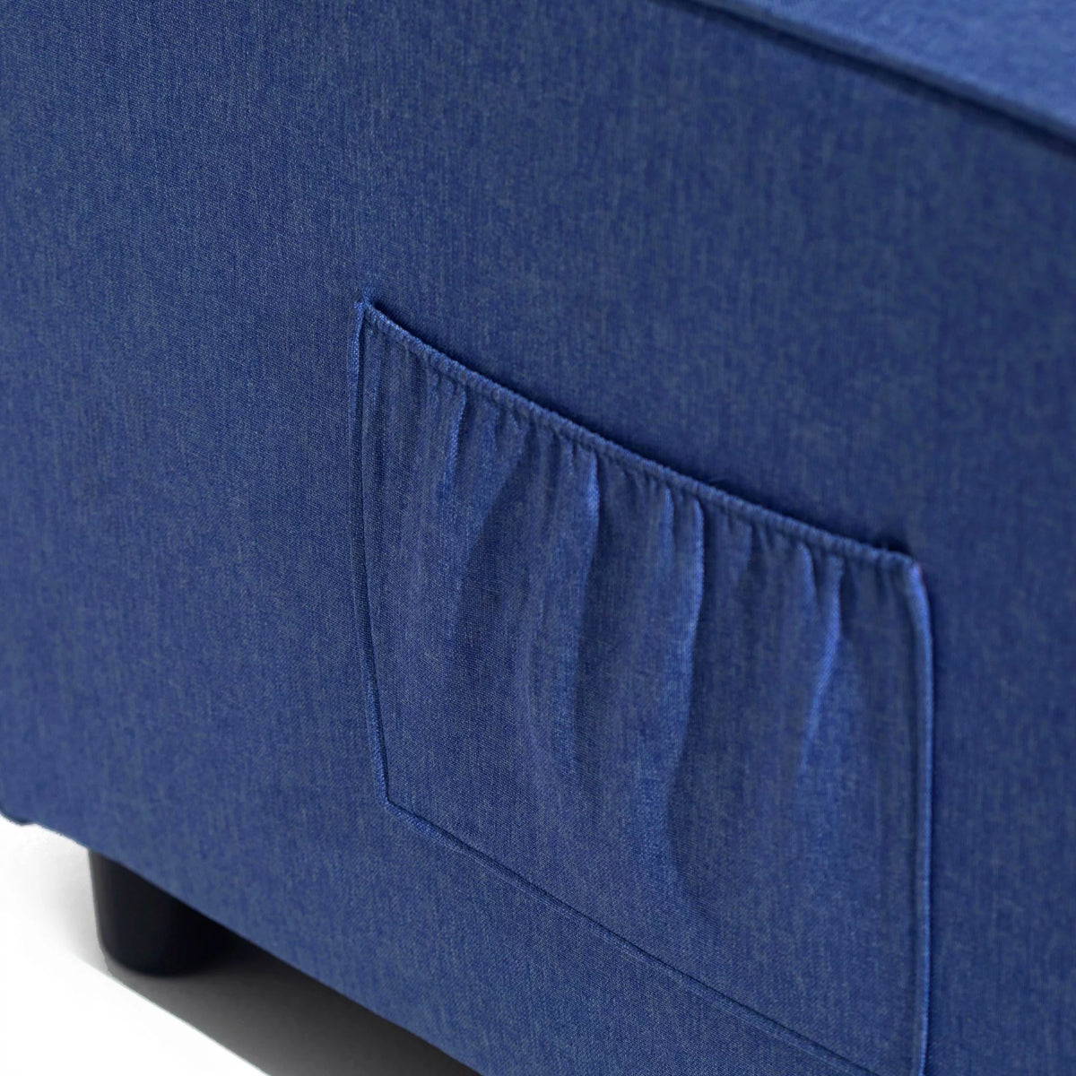 Blue Linen Fabric Convertible Chair Bed E174209