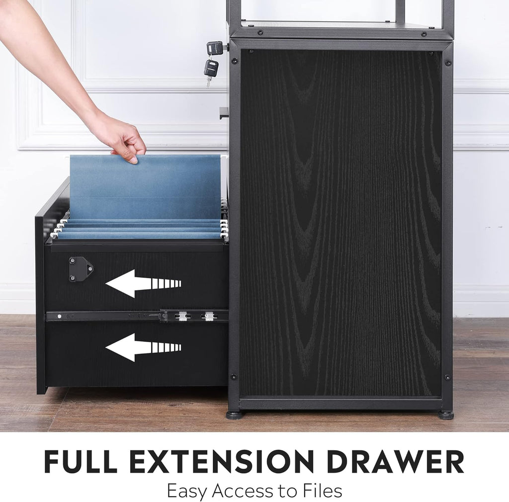 2 Drawer Black Lateral File Cabinet with Lock Q390