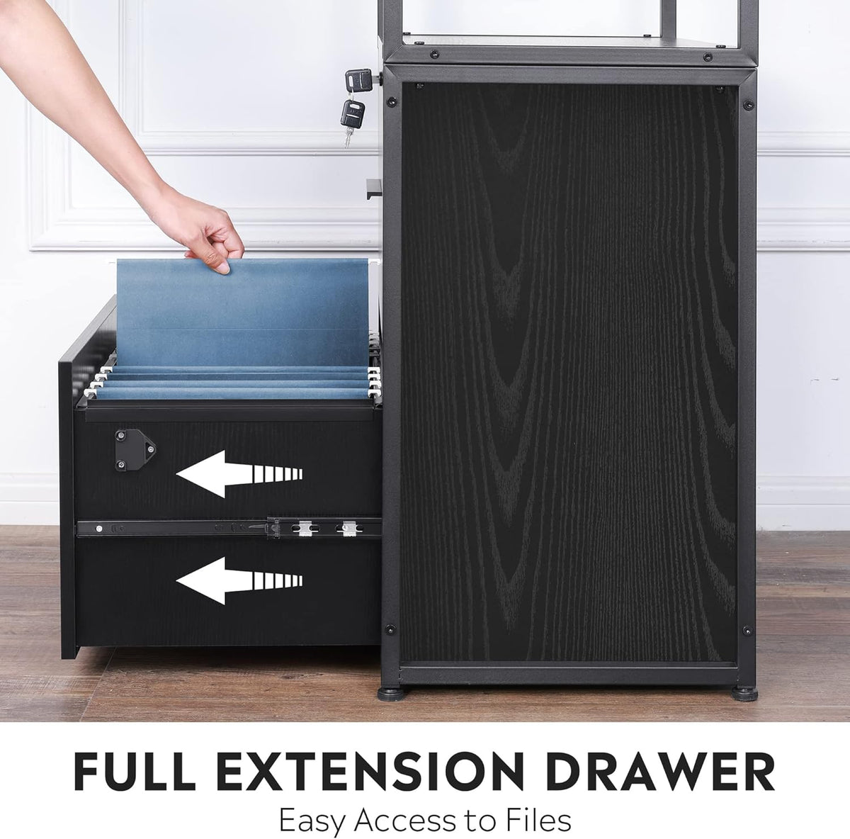 2 Drawer Black Lateral File Cabinet with Lock Q390