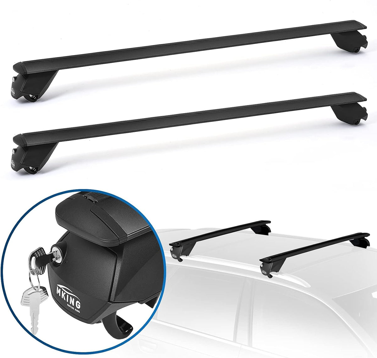 Universal Adjustable Aluminum Roof Rack Cross Bars with Anti-Theft Lock F76738