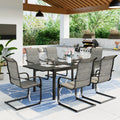 7 Pieces Outdoor Patio Dining Set with 6 Textilene Chairs and Extendable Dining Table T993