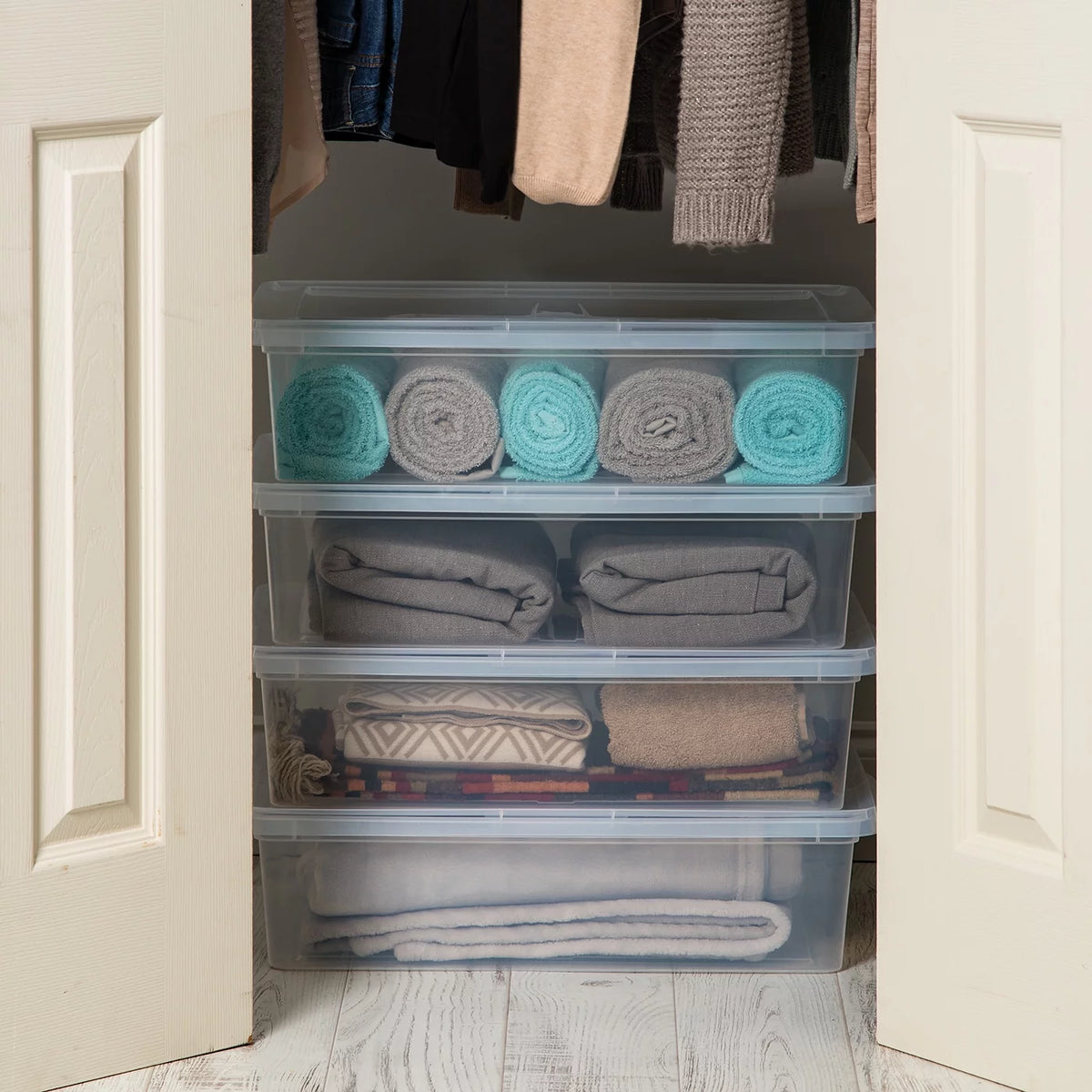 28 Qt. Clear Under Bed Plastic Storage Box, Set of 4 Z59748