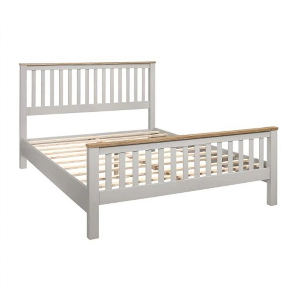 Gray Solid Platform Queen Bed with Oak Top G96741