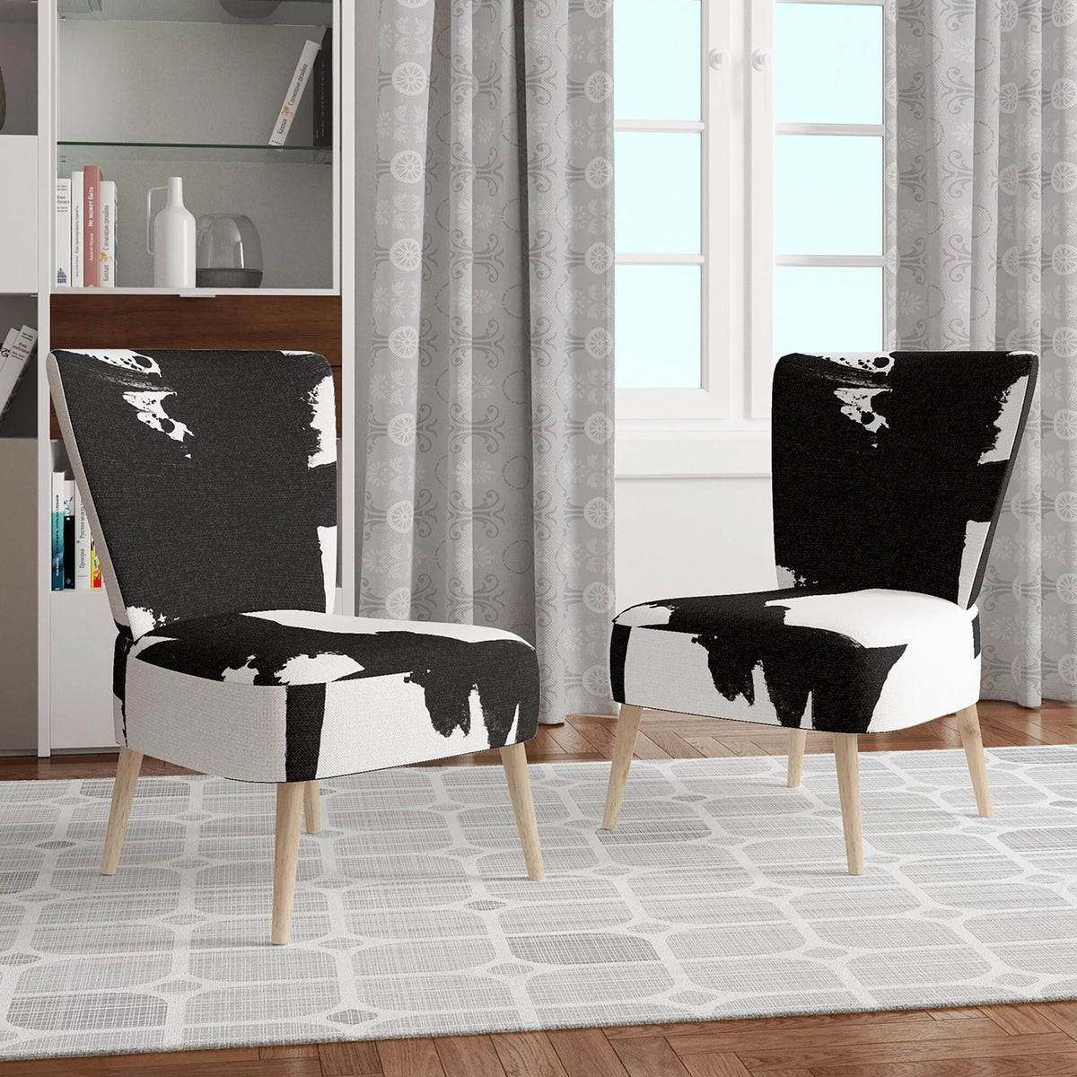 Black & White Upholstered Modern Accent Chair T176