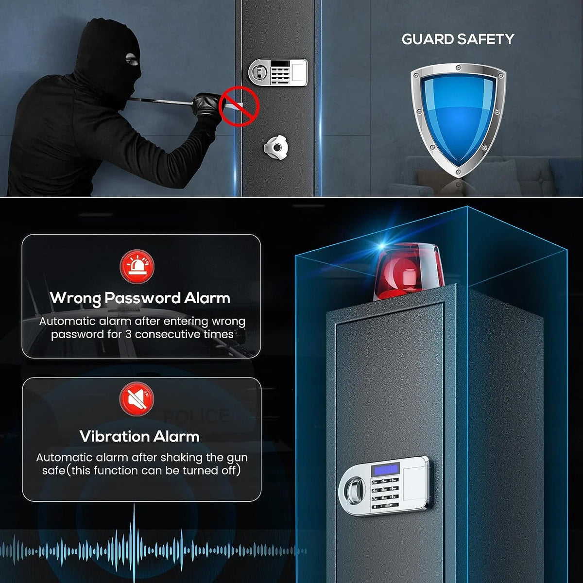 6 Gun Safe Quick Access Metal Long Gun Storage Cabinet Electronic Lock M91958
