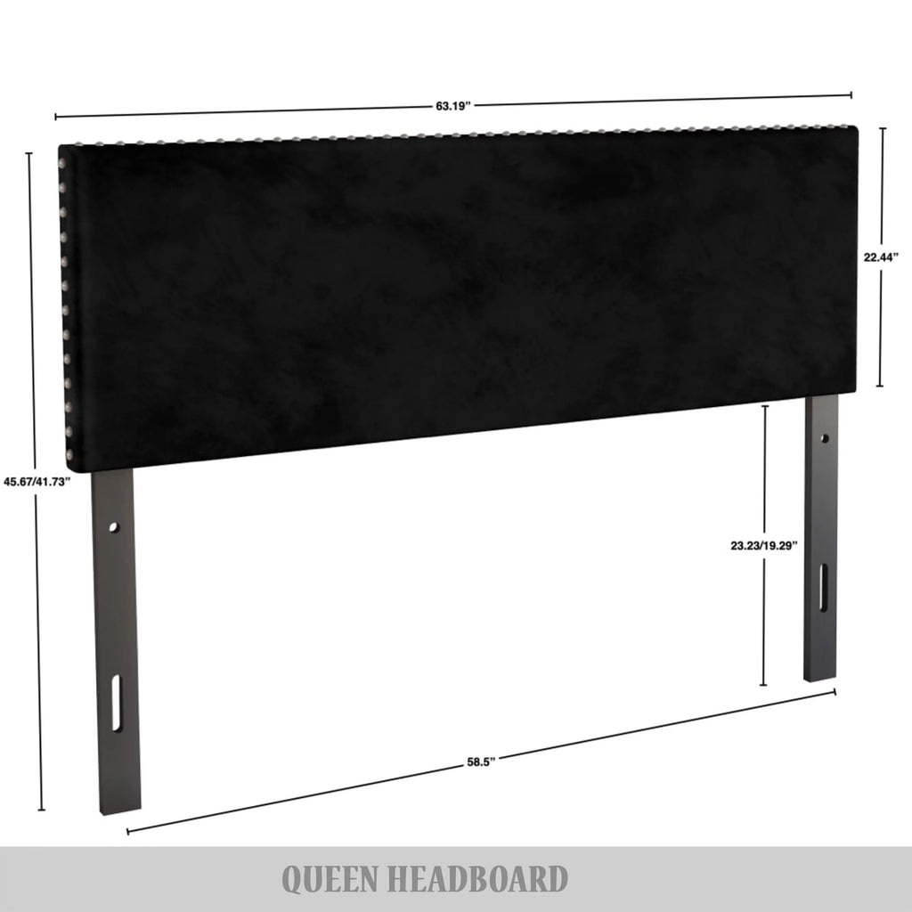 Black Velvet Upholstered Headboard A650135