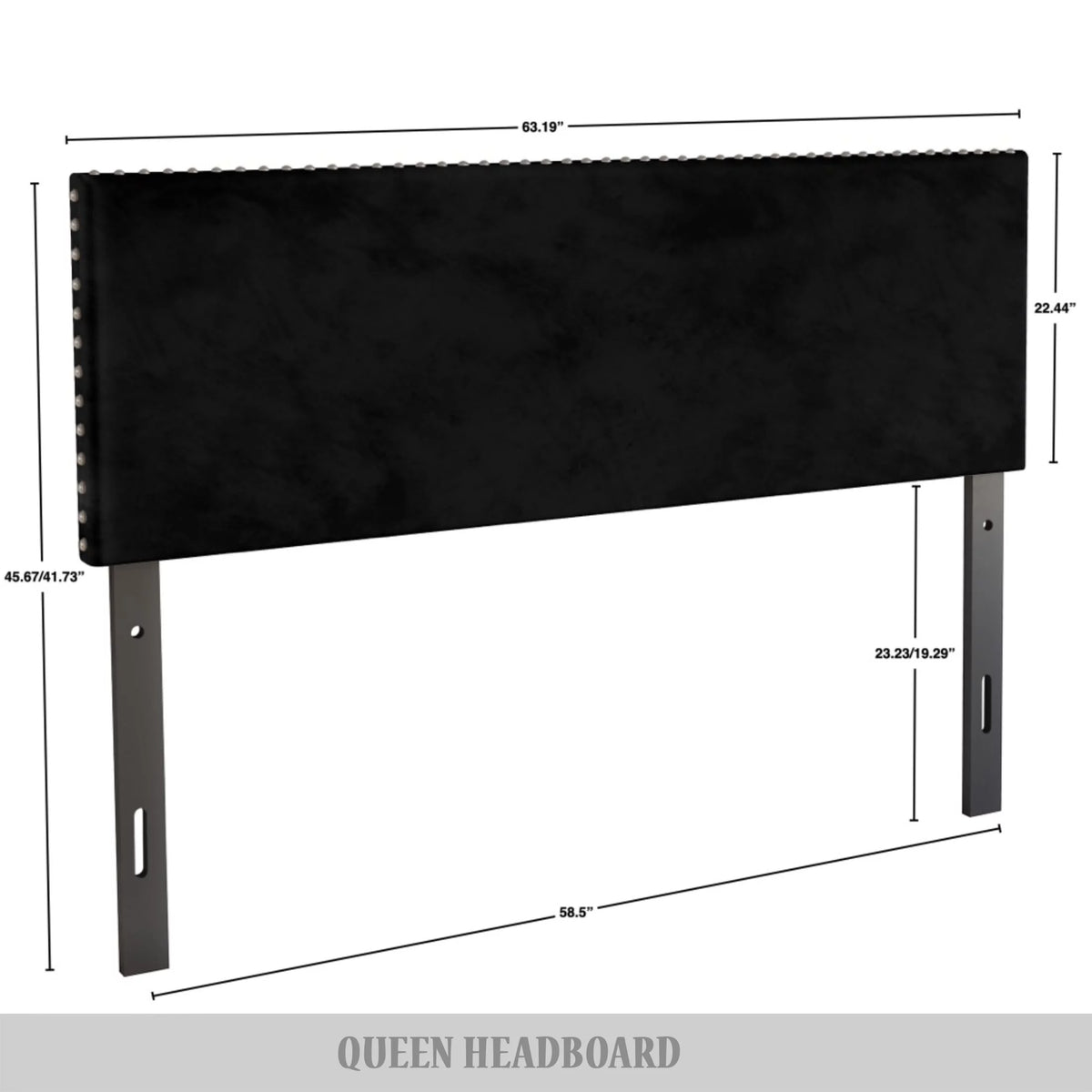 Black Velvet Upholstered Headboard A650135