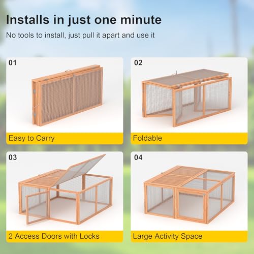 Wooden Folding Chicken Coop with 2 Accesses J899