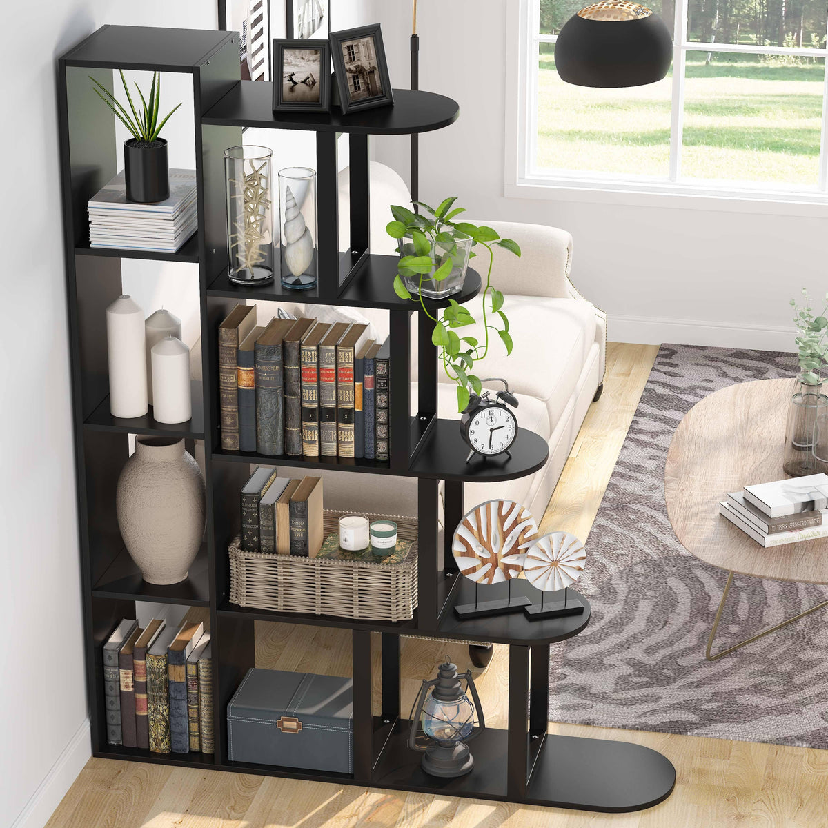 5-Tier Brown Black Bookcase R34199