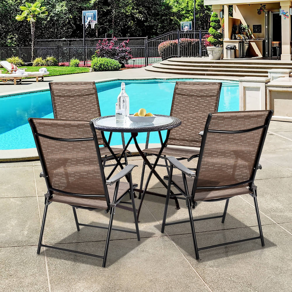 4 Piece Outdoor Patio Folding Chair with Armrest R4656