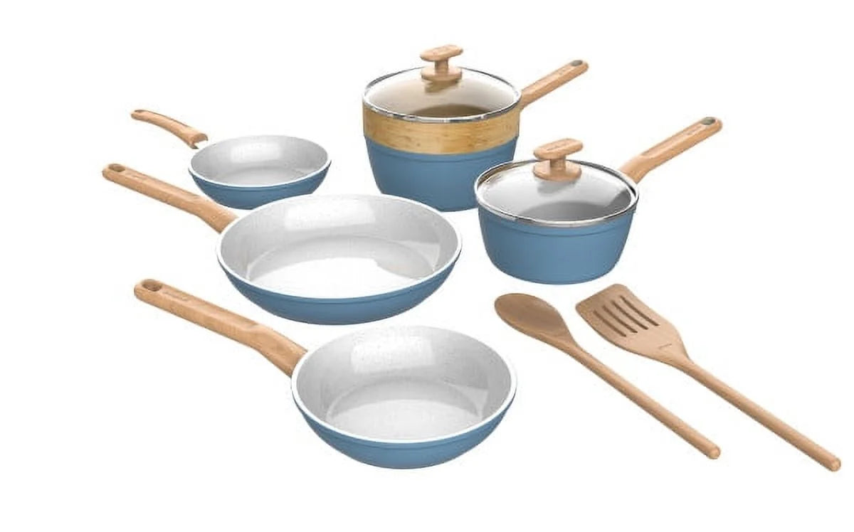 Light Blue 10-Piece Ceramic Titanium-infused Cookware Set I7188