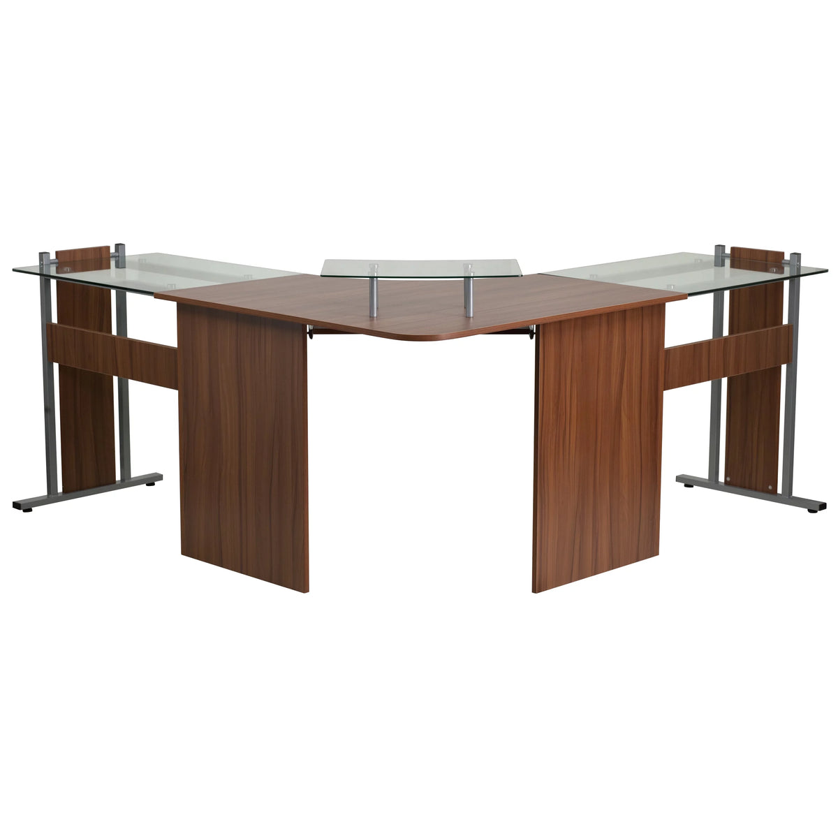 Laminate Corner Desk with Keyboard Tray and CPU Cart T622