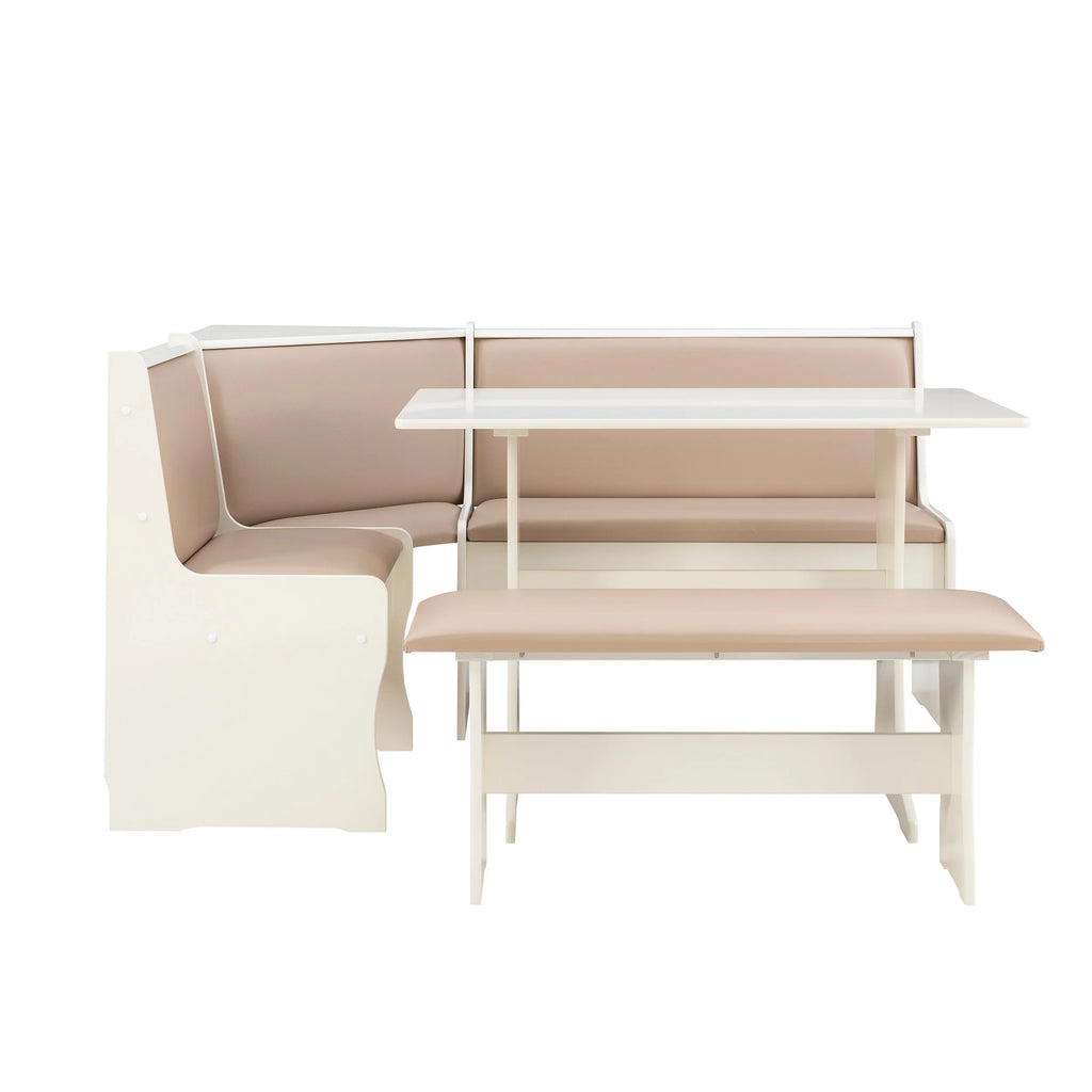 Tan Dining Table and Bench Set with Storage E15117
