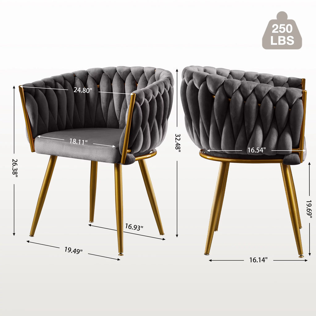 Velvet Dining Chairs Set of 2 Dark Grey S865