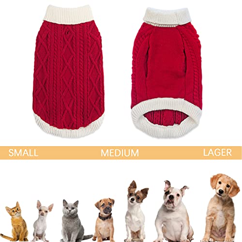 Small Dog Sweaters with Leash Hole Turtleneck Knitwear Red Medium V900935