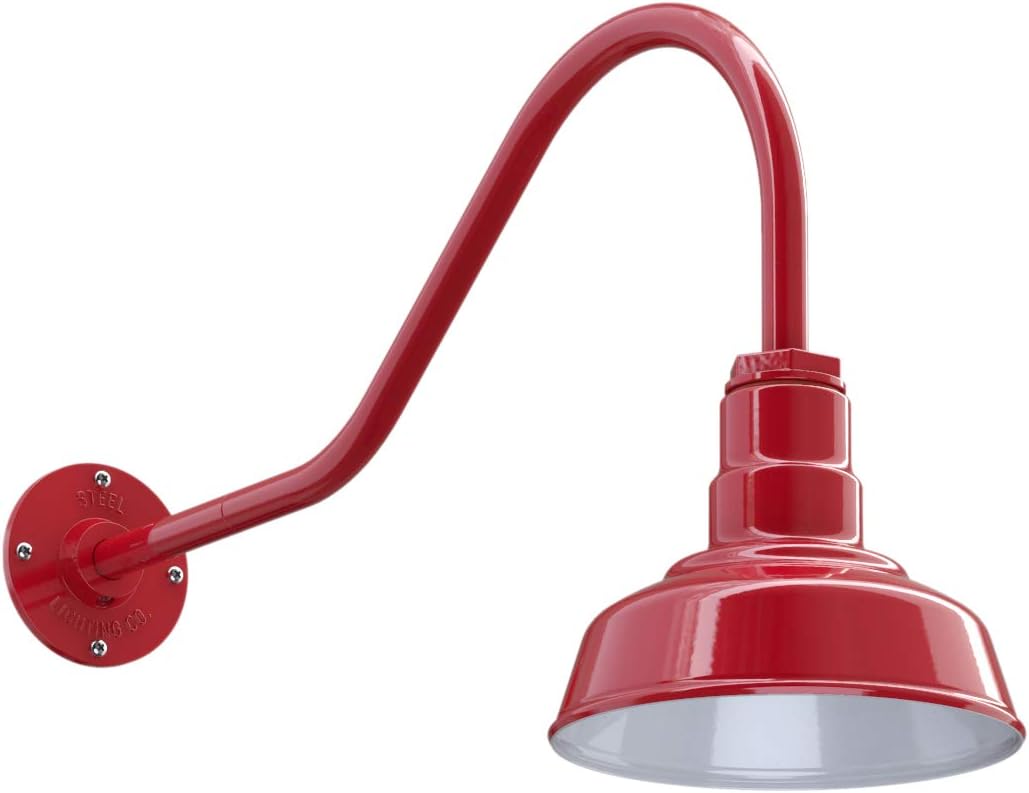 8 inch Dome 16 inch Gooseneck Galvanized Outdoor Wall Mounted Barn Light R640