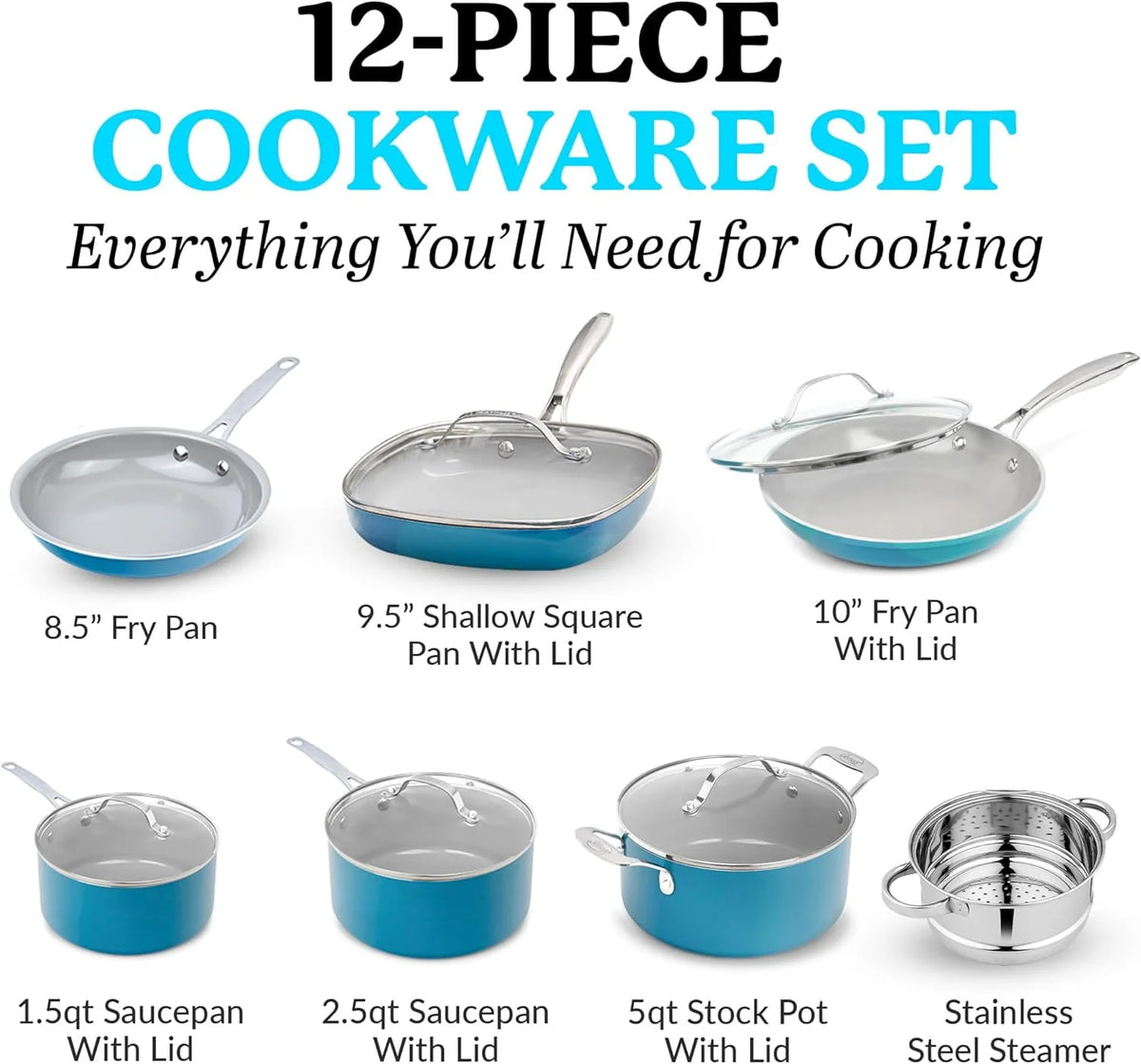 12 Pc Non Stick Ti-Cerama Copper Cookware Set T47244