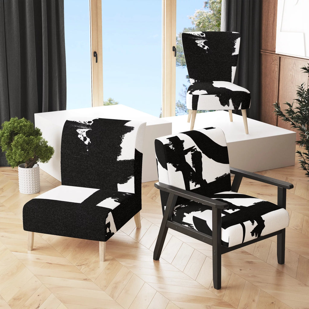 Black & White Upholstered Modern Accent Chair T176
