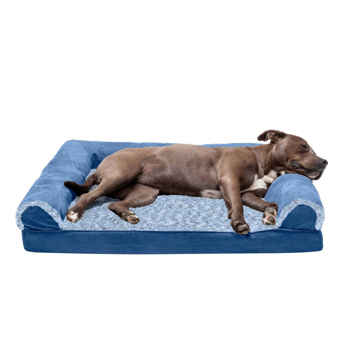 Two-Tone Faux Fur Suede Orthopedic Sofa Dog Bed X5109
