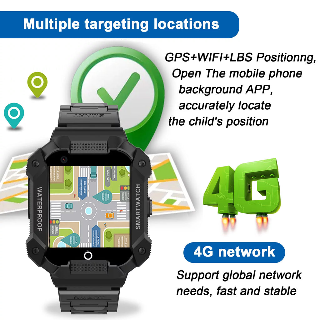 Black Kids Smart Watch with 4G SIM GPS W561