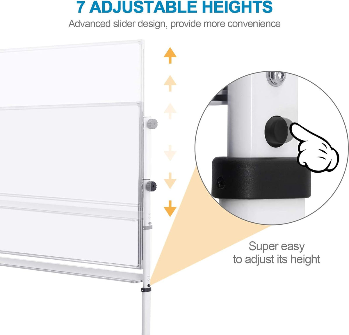 48x36 Height Adjustable Double Sided Magnetic Whiteboard with Stand Z4885