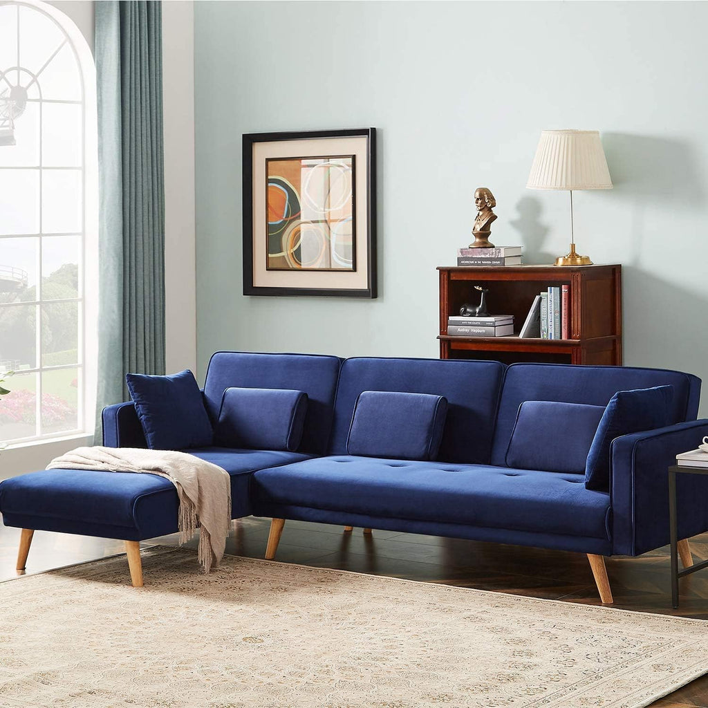 Blue Fabric Sectional Sofa Bed M239196