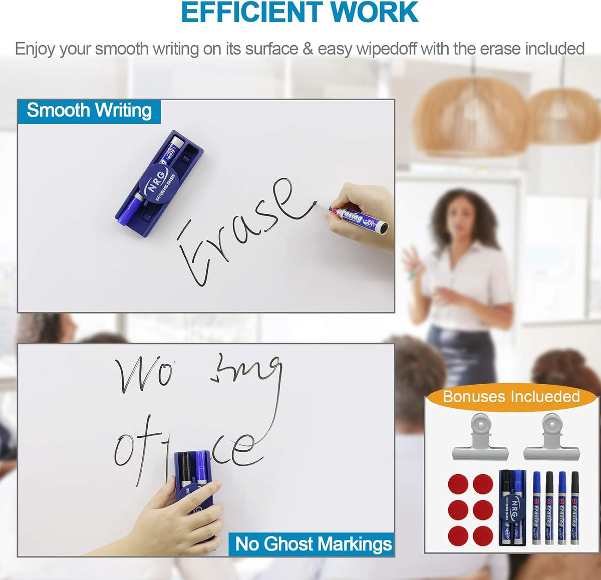 48x36 Height Adjustable Double Sided Magnetic Whiteboard with Stand Z4885
