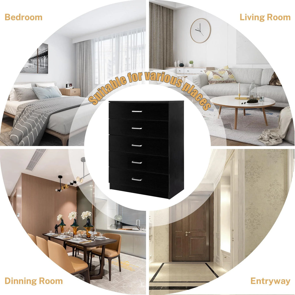 Black 5 Drawer Dresser N60360