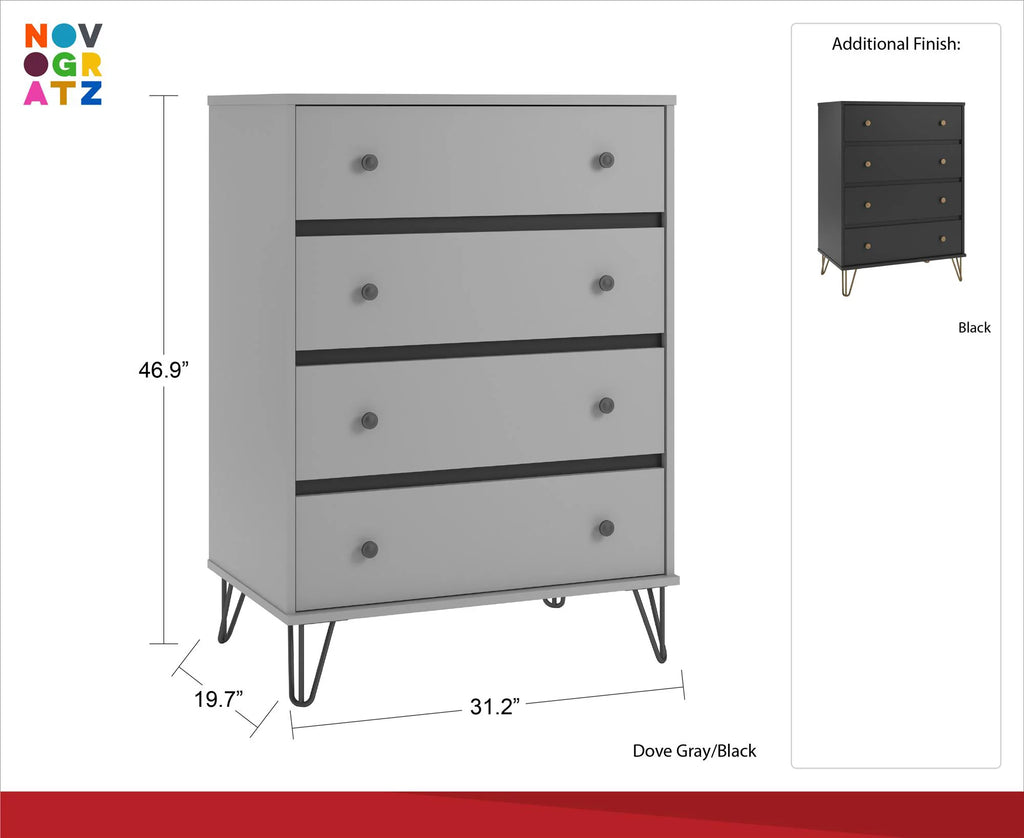 Black 4 Drawer Dresser X3197