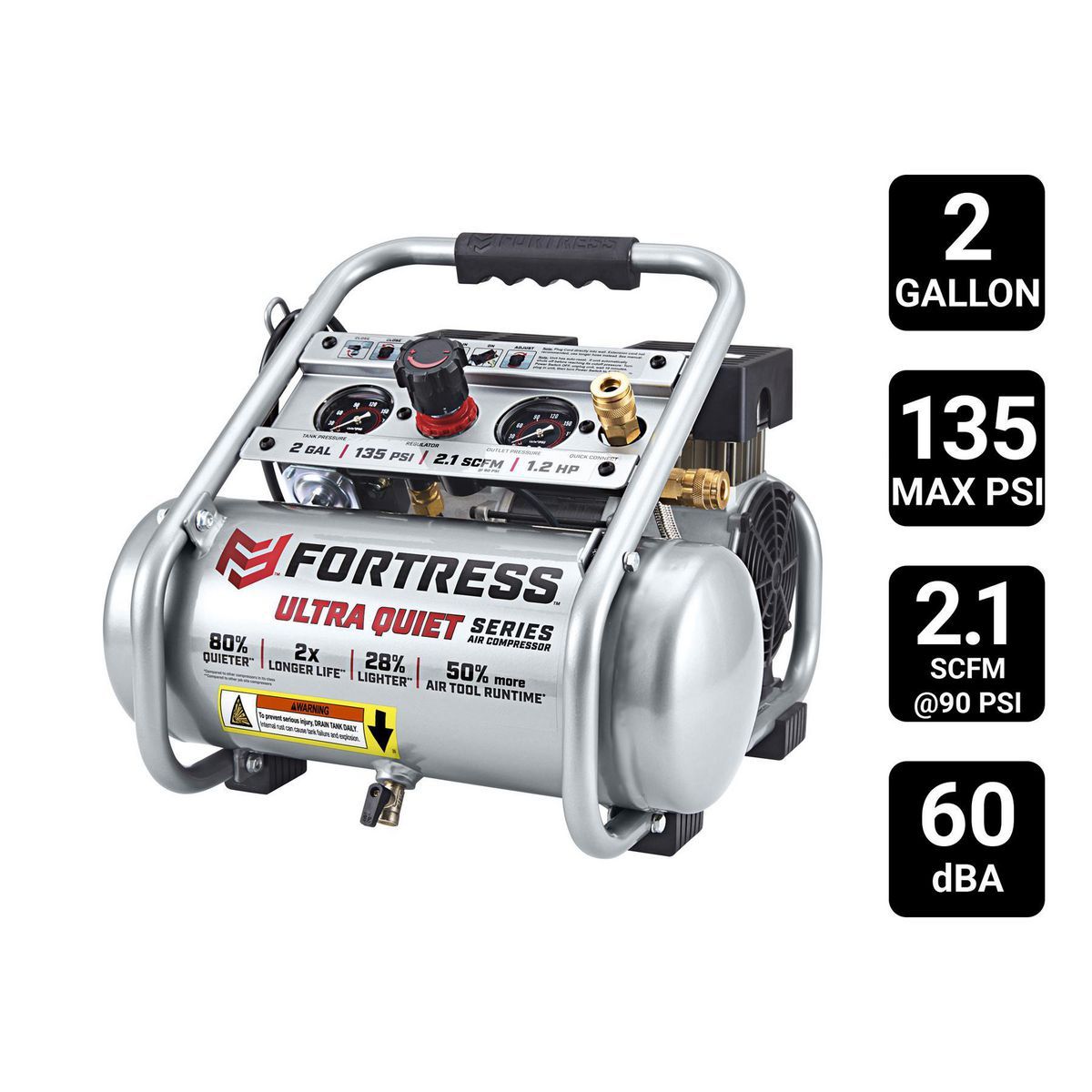 2 Gallon 135 PSI Oil-Free Air Compressor O23865