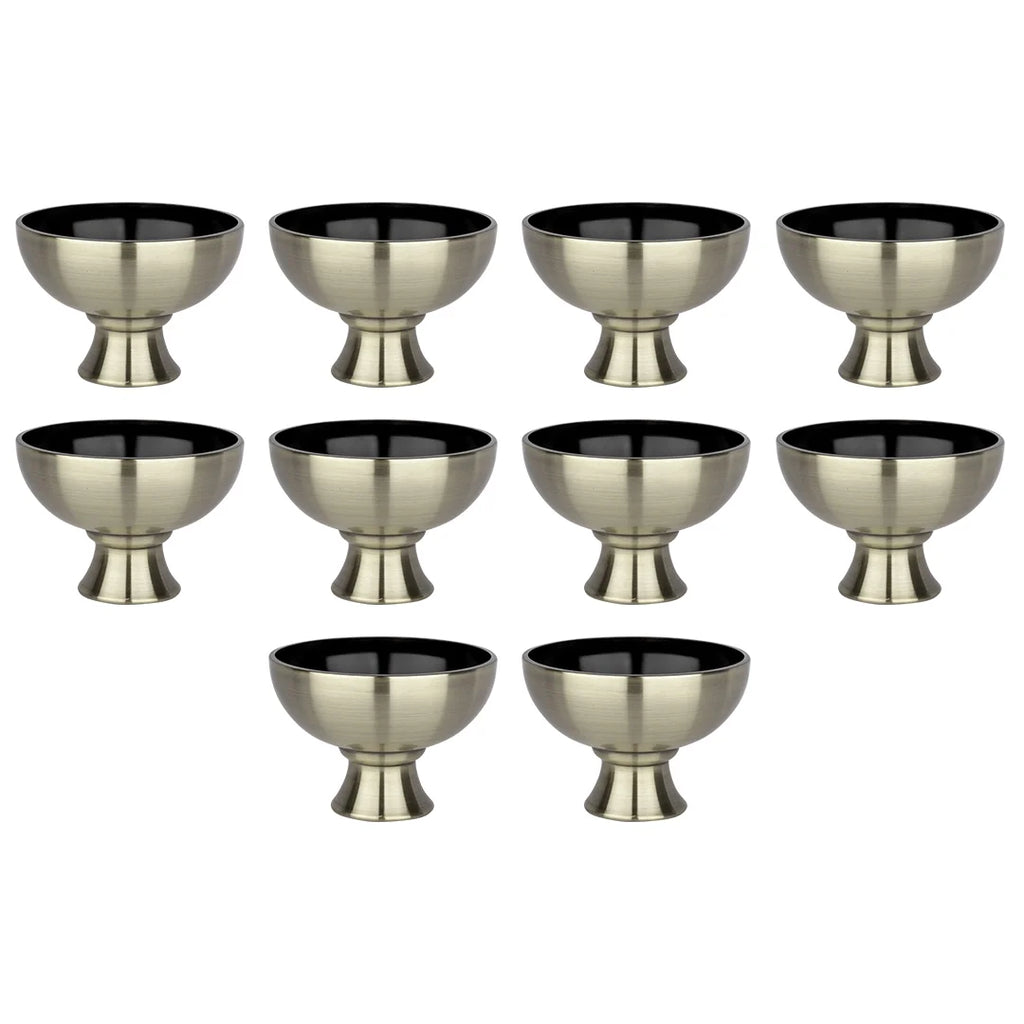 Antique Brass Metal Compote Bowl Set of 10 K878707