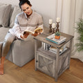 Chairside Table with Storage Cabinet Oak Finish G770387