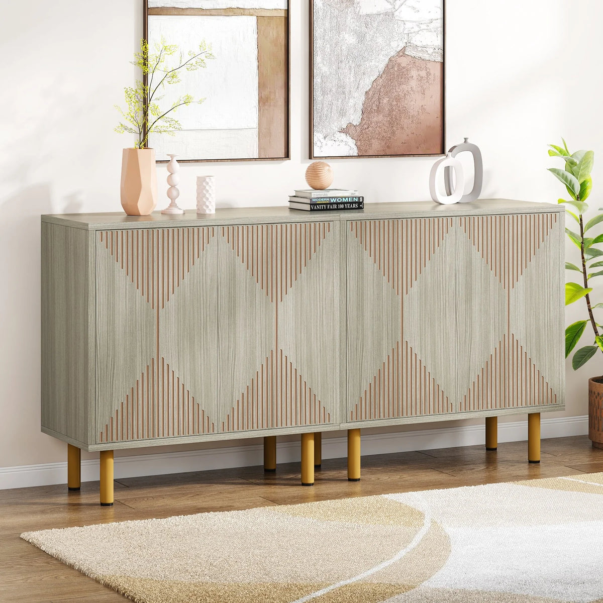 Grey Sideboard Buffet Cabinet with Doors O4898
