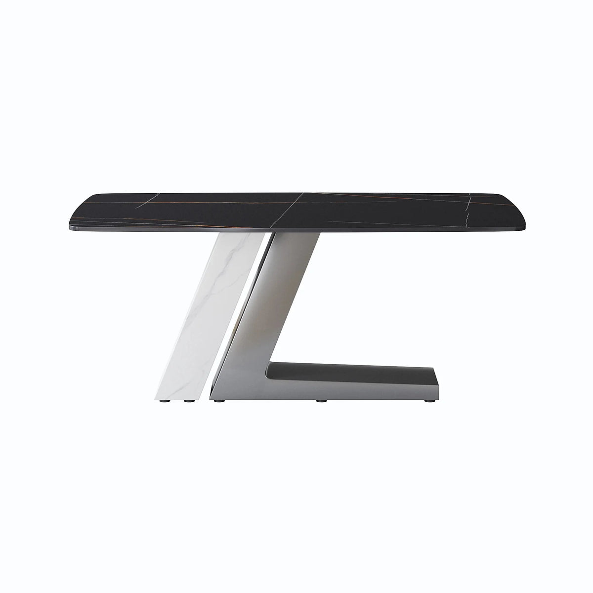 Black Dining Table with Sintered Stone Rectangle Tabletop J453