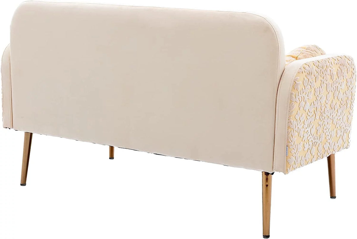 55" Velvet Sofa Chair with Pillows and Golden Metal Legs H866