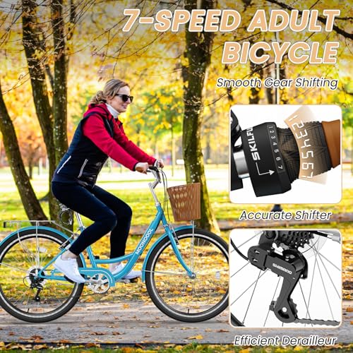 24 26 inch 7 Speed Step Through Bicycle with Front Basket S3626