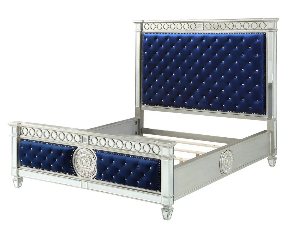 Blue Velvet Eastern King Bed O1017