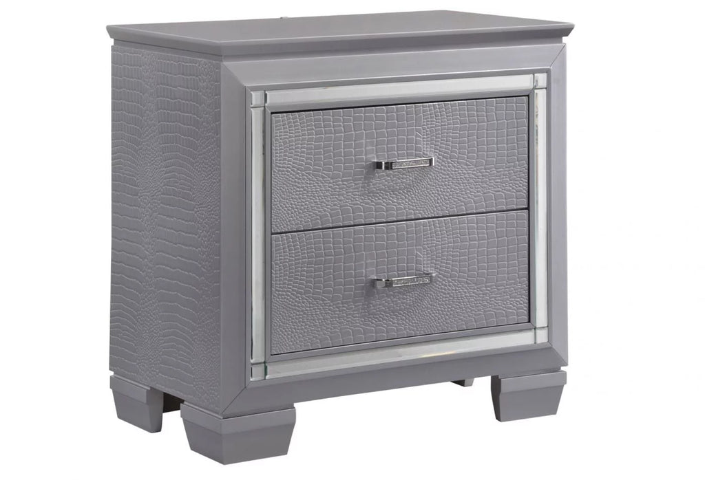 King Size 6pc Upholstered Bed Dresser Mirror Nightstand Chest A680848