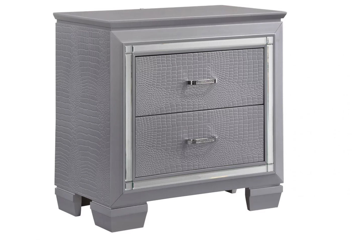 King Size 6pc Upholstered Bed Dresser Mirror Nightstand Chest A680848