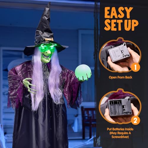 78" Hanging Witch Halloween Decoration with Light Up Eyes E726106