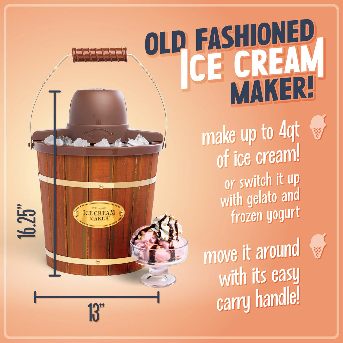 4-Quart Wood Bucket Ice Cream Maker B74753