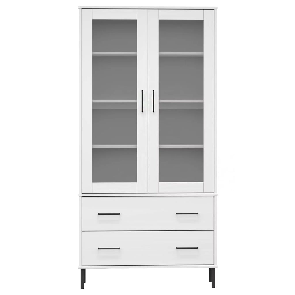 Pine Wood Bookcase with 2 Doors Cabinet and 2 Storage Drawers R6334