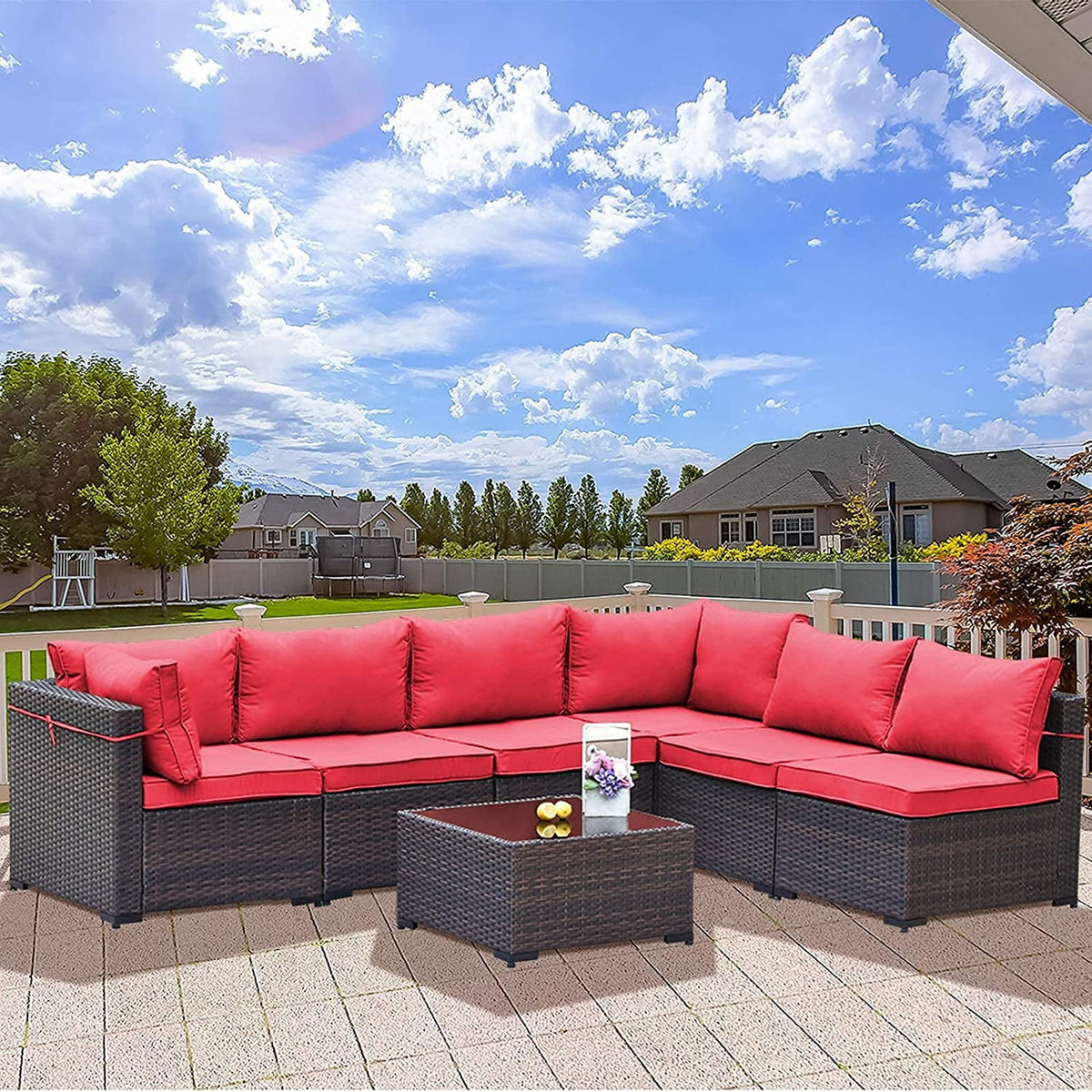 7 Piece All-Weather Wicker Outdoor Patio Furniture Set H545435