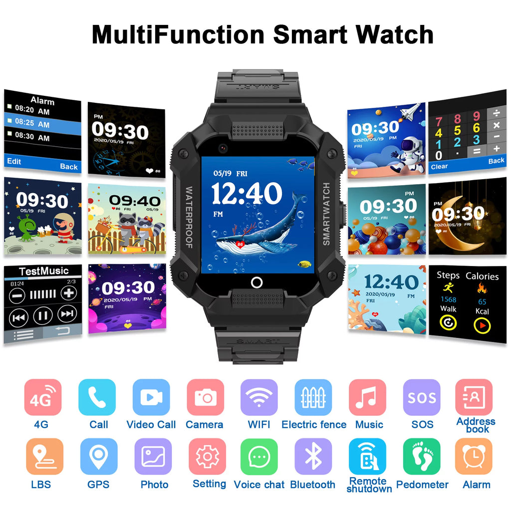 Black Kids Smart Watch with 4G SIM GPS W561